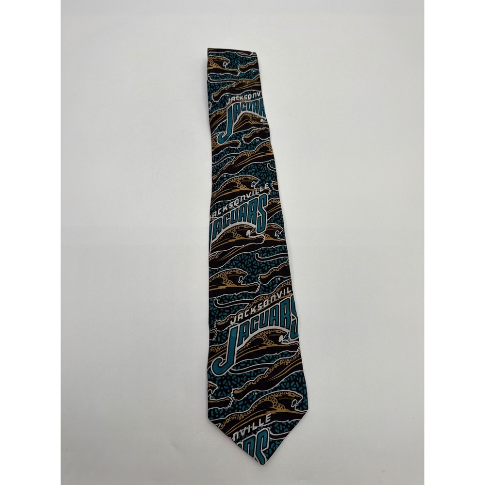 Vintage RM Sport Jacksonville Jaguars NFL Silk Tie 1994 Teal Black USA Made